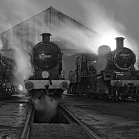 Buy canvas prints of Steam shed at dusk. by David Birchall