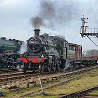Buy canvas prints of Steam trains 46521 and 777 Sir Lamiel by David Birchall