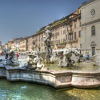 Buy canvas prints of Fontana del Moro in Piazza Navona, Rome by David Birchall