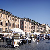 Buy canvas prints of Artists in Piazza Navona, Rome by David Birchall