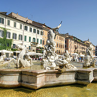 Buy canvas prints of Fountain of Neptune, Piazza Navona, Rome by David Birchall