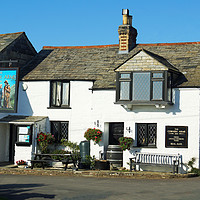 Buy canvas prints of The Cornish Arms Inn, Pendoggett, Cornwall by David Birchall