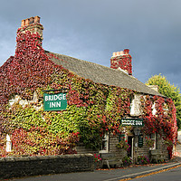 Buy canvas prints of The Bridge Inn at Calver, Derbyshire by David Birchall