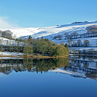 Buy canvas prints of Winter reflections on Ladybower. by David Birchall