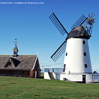 Buy canvas prints of Lytham windmill and old lifeboat house. by David Birchall