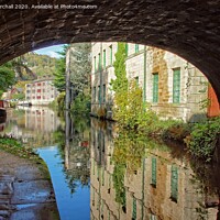 Buy canvas prints of Canalside reflections at Hebden Bridge, West Yorks by David Birchall