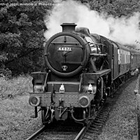 Buy canvas prints of Steam locomotive 44871 in black and white. by David Birchall