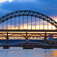 Buy canvas prints of Newcastle Quayside, Sunset, Tyne Bridge by Helen Holmes