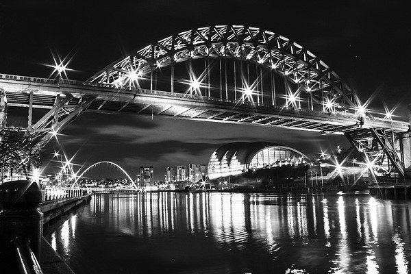 Black and White Newcastle and Gateshead Quayside Framed Print by Helen Holmes