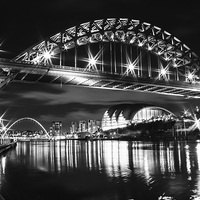 Buy canvas prints of Black and White Newcastle and Gateshead Quayside by Helen Holmes