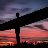 Buy canvas prints of  Angel of the North Sunset by Helen Holmes
