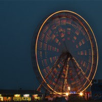Buy canvas prints of Ferris wheel at night by A B