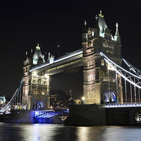 Buy canvas prints of   Tower Bridge London at Night by A B