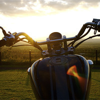Buy canvas prints of bikers sunset by tom crockford