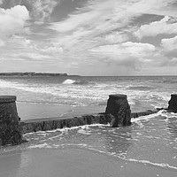 Buy canvas prints of Exmouth over the sea defences at Dawlish Warren by Ian Lockwood