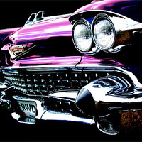 Buy canvas prints of Pink Cadillac by Rock Weasel Designs