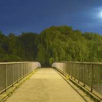 Buy canvas prints of Full moon over the bridge by Levente Baroczi
