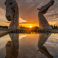 Buy canvas prints of Sunset at the Kelpies by bryan hynd