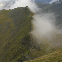Buy canvas prints of Low clouds on Striding Edge  by Steve Jackson