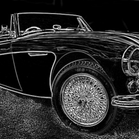 Buy canvas prints of Black & White Healey by Perry Johnson