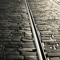 Buy canvas prints of  Tram lines by Perry Johnson