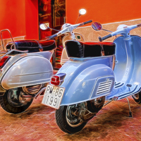 Buy canvas prints of Scooters by Perry Johnson