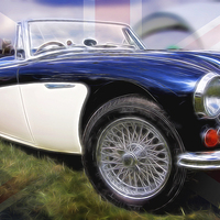 Buy canvas prints of  Healey with flag by Perry Johnson