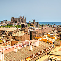 Buy canvas prints of Palma Roof Tops by Perry Johnson