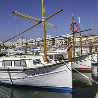 Buy canvas prints of Small boats in Port de Pollensa  by Perry Johnson