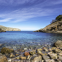 Buy canvas prints of Cala Carbó on the beautiful island of Mallorca by Perry Johnson