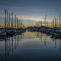 Buy canvas prints of Reflections in Puerto Pollensa by Perry Johnson