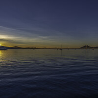 Buy canvas prints of Sunrise across the bay of Pollensa by Perry Johnson