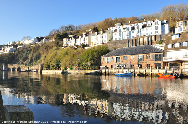 Early morning reflections on The River Looe Picture Board by Rosie Spooner