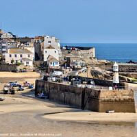 Buy canvas prints of St Ives Beach and Harbour Lighthouse on Smeaton's  by Rosie Spooner