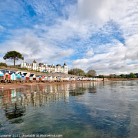 Buy canvas prints of Reflections at Corbyn Head Beach Torquay by Rosie Spooner