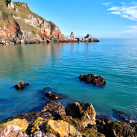Buy canvas prints of Turquoise sea at Anstey's Cove in Torquay by Rosie Spooner
