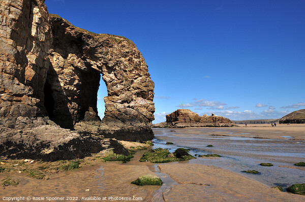 Arch Rock and Chapel Rock at Perranporth Beach  Picture Board by Rosie Spooner