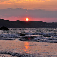 Buy canvas prints of Sunrise on Looe Beach Cornwall by Rosie Spooner