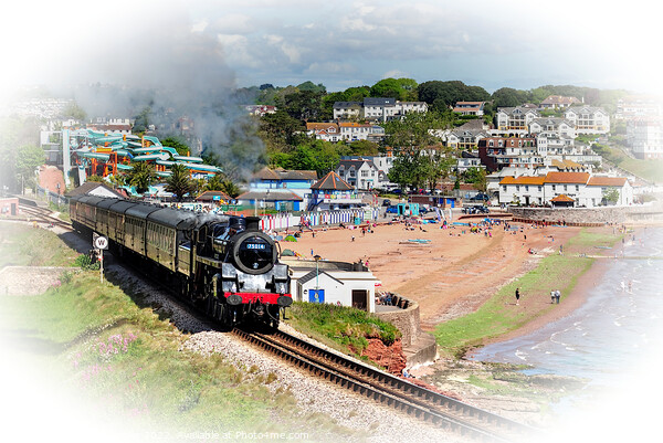 Steam train Braveheart passing Goodrington Beach Picture Board by Rosie Spooner