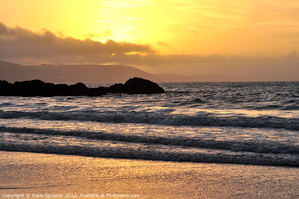 Sunrise on Looe Beach in Cornwall Picture Board by Rosie Spooner