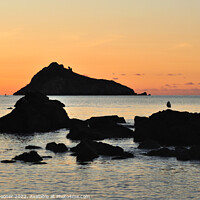Buy canvas prints of Sunrise view of Thatcher Rock  by Rosie Spooner
