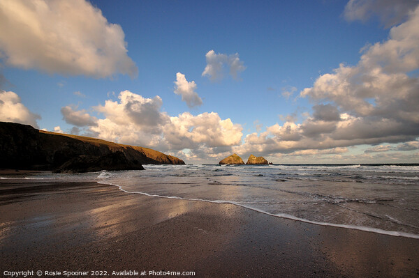 Clouds gather at Holywell Beach in Cornwall Picture Board by Rosie Spooner