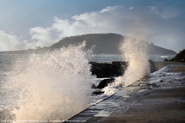 Large waves at Hannafore Looe Picture Board by Rosie Spooner