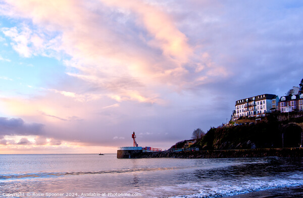Pink sunrise at Looe Picture Board by Rosie Spooner