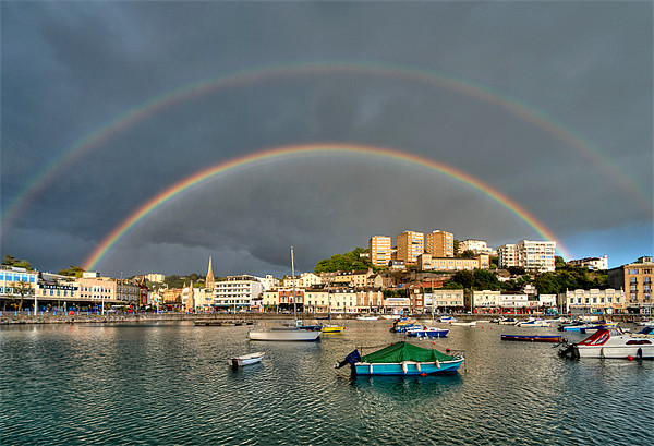 Double Rainbow Torquay Picture Board by Rosie Spooner