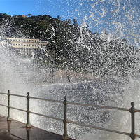 Buy canvas prints of High waves at Meadfoot Beach, Torquay by Rosie Spooner