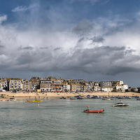 Buy canvas prints of Rain clouds gather over St Ives by Rosie Spooner