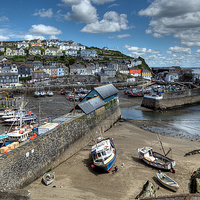 Buy canvas prints of Mevagissey Outer and Inner Harbour by Rosie Spooner
