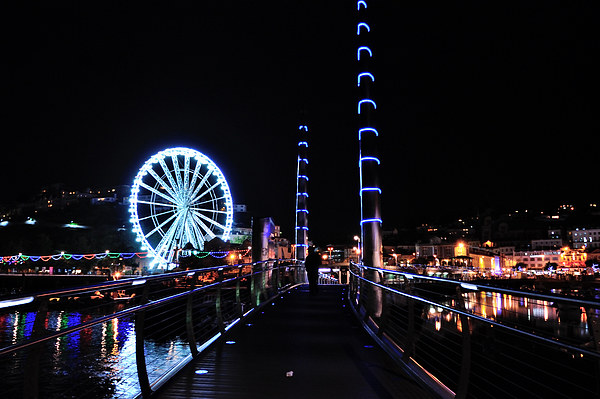  Big Wheel and Torquay Bridge at night Picture Board by Rosie Spooner