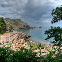 Buy canvas prints of Ansteys Cove looking towards Long Quarry Point by Rosie Spooner